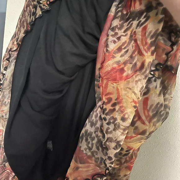 Sheer flowy leopard print floral dress that converts to a long skirt size XL - Picture 4 of 11